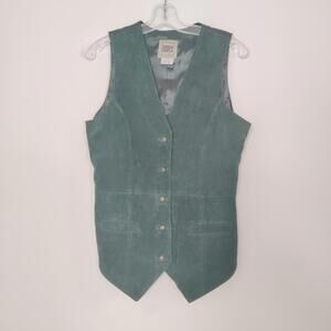 Vintage Cuir Annex Leather Women's Green Leather Tunic Vest Size Medium